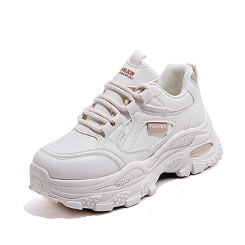 Дамски обувки в корейски стил, тип dad shoes, кожена горна част, нисък връх, повдигане на височината, спортно-ежедневни обувки за жени, есен 2026