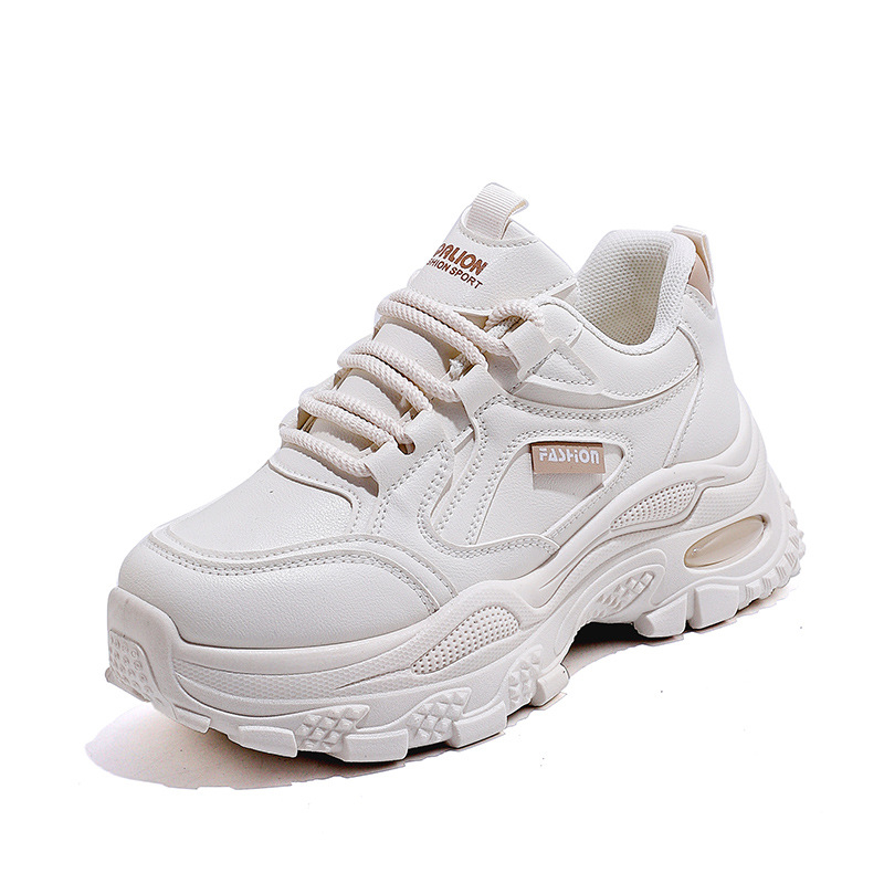 Дамски обувки в корейски стил, тип dad shoes, кожена горна част, нисък връх, повдигане на височината, спортно-ежедневни обувки за жени, есен 2026