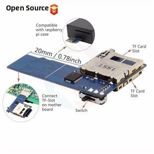 Convertor dual pentru card TF Raspberry Pi și comutator dublu de sisteme pentru modelele 3B+/3B/2B/B+