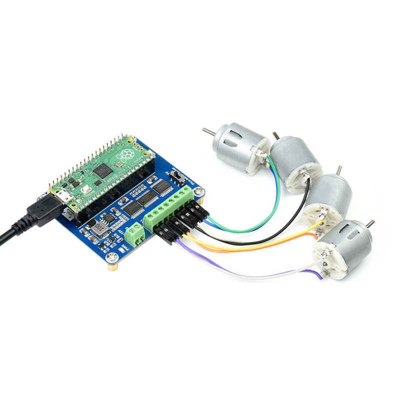 Light Snow pločica za upravljanje motorom za Raspberry Pi Pico, 5V regulator, I2C sučelje, 4 izlaza za DC motore