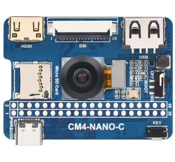 Raspberry Pi CM4 Nano proširena ploča s USB-C, USB 2.0 i HDMI, ugrađena 8 MP kamera.