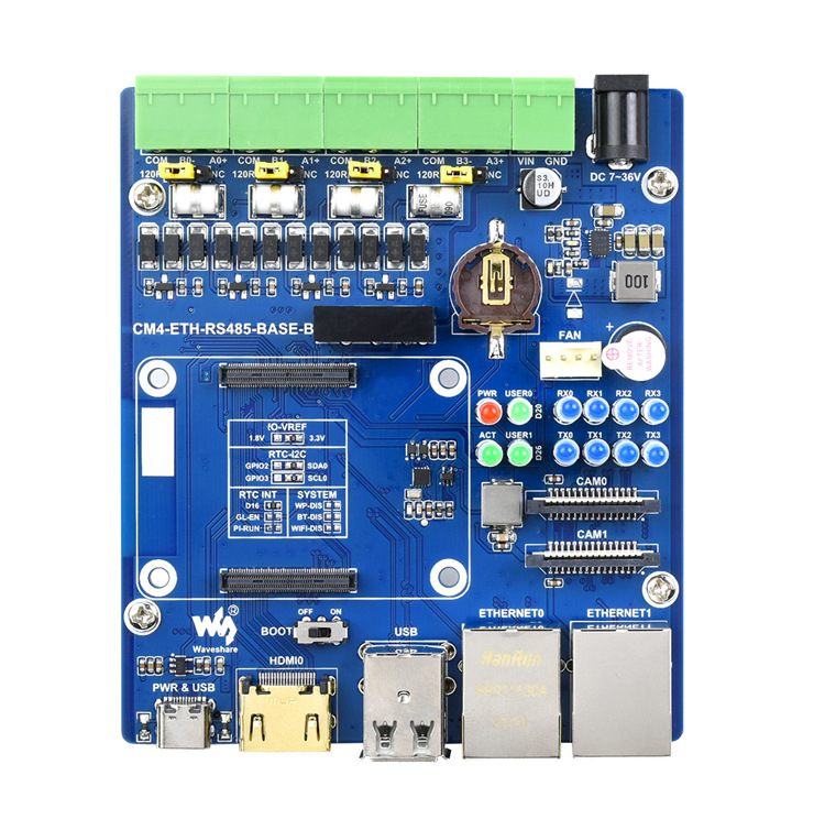 Proširna ploča Raspberry Pi CM4 s četiri izolirana RS485 kanala, HDMI, USB 2.0 i gigabitnim Ethernetom