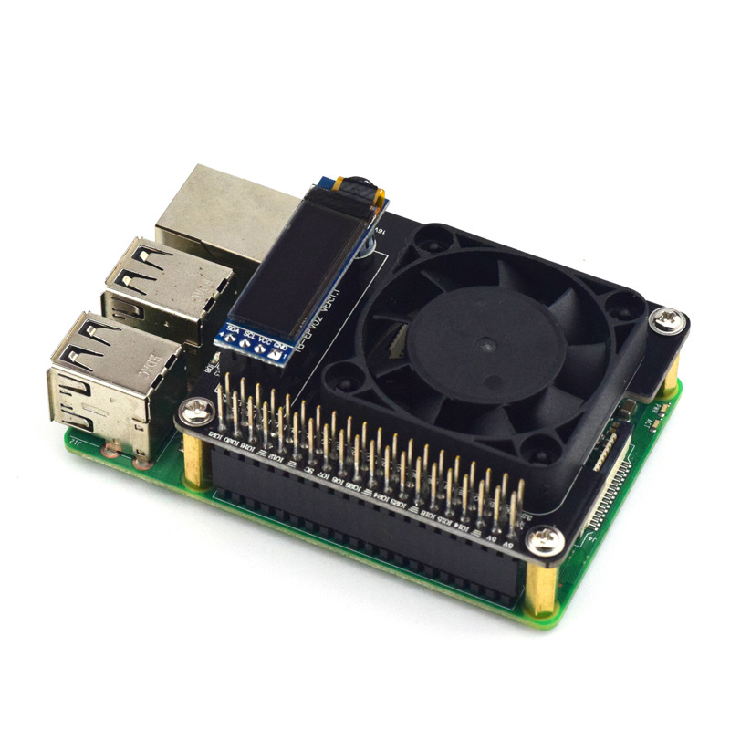 Raspberry Pi ploča za hlađenje s ventilatorom za 4B/3B+ s RGB kućištem i praćenjem u stvarnom vremenu