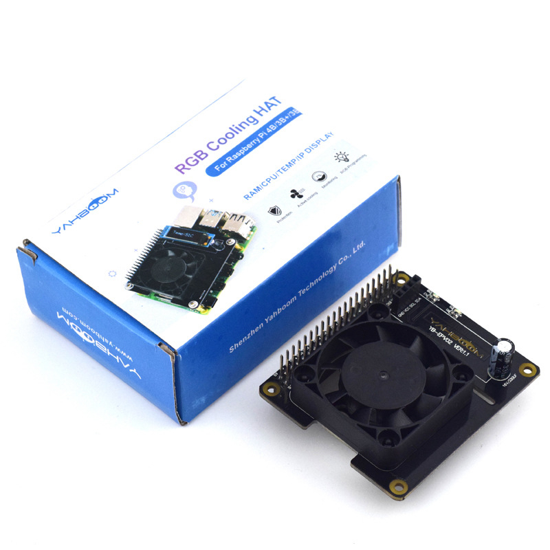 Raspberry Pi ploča za hlađenje s ventilatorom za 4B/3B+ s RGB kućištem i praćenjem u stvarnom vremenu