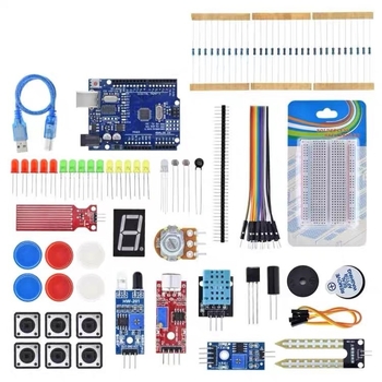 Kompatibilno s UNO R3: set od 400 rupa, breadboard s prekidačem, modul senzora za izbjegavanje prepreka i LED svjetlo.