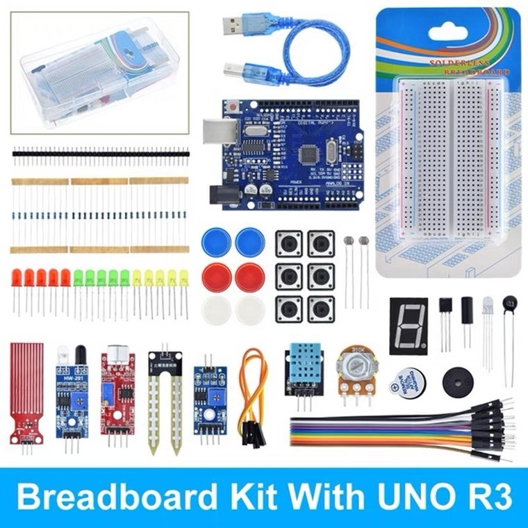 Kompatibilno s UNO R3: set od 400 rupa, breadboard s prekidačem, modul senzora za izbjegavanje prepreka i LED svjetlo.