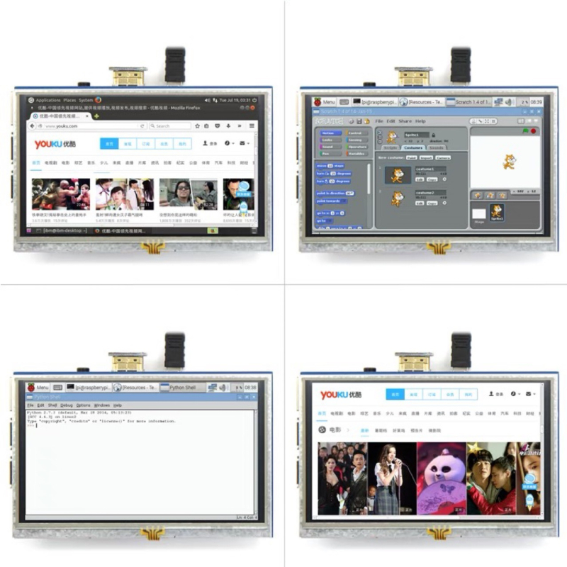 5-inčni HDMI dodirni LCD zaslon za Raspberry Pi 3B+/4B