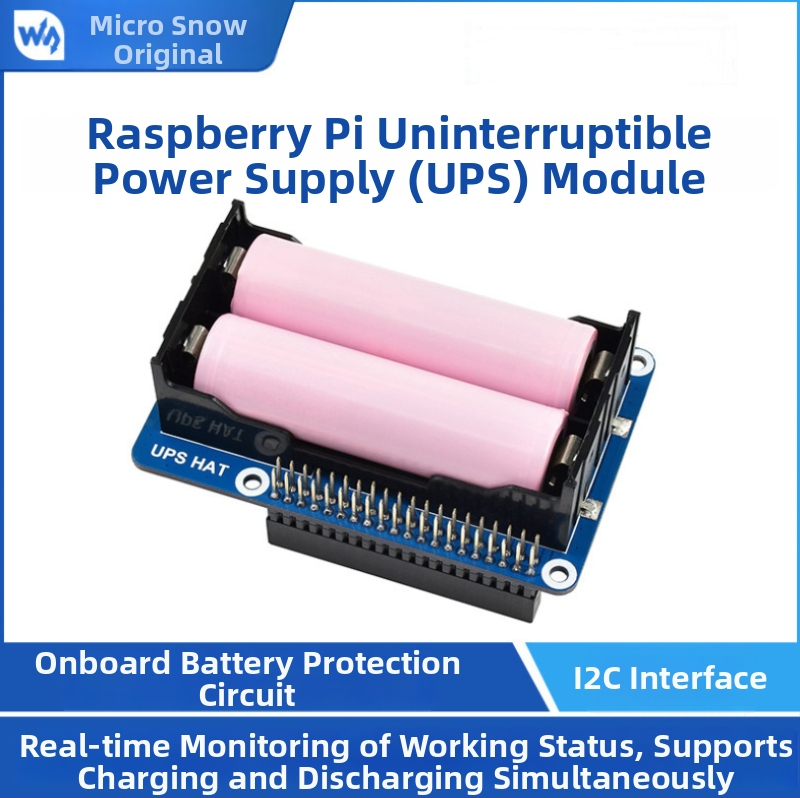 UPS modul pre Raspberry Pi s 5V, 2.5A napájaním, Li-ion batériový rozširujúci panel, I2C monitorovanie batérie v reálnom čase (napätie, prúd, zostávajúca kapacita), nabíjanie a vybíjanie