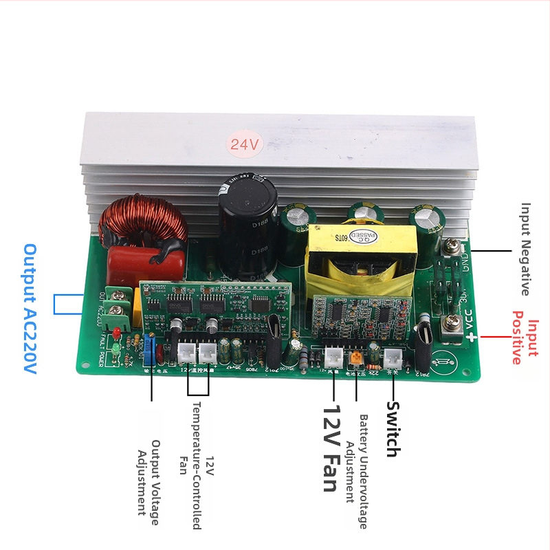 DC-AC menič s čistou sínusovou vlnou, vysoký výkon, 24V na 220V, modul pre elektrické vozidlá