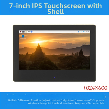 7-inčni LCD zaslon za Raspberry Pi, HDMI, IPS ploča sa širokim kutem gledanja, 1024x600, sa kućištem