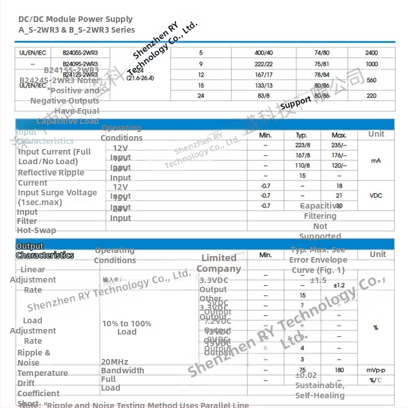 Izolovaný napájací modul A1515S-2WR3, vstup 13,5–16,5 V, výstup 15 V, 67 mA, 2 W