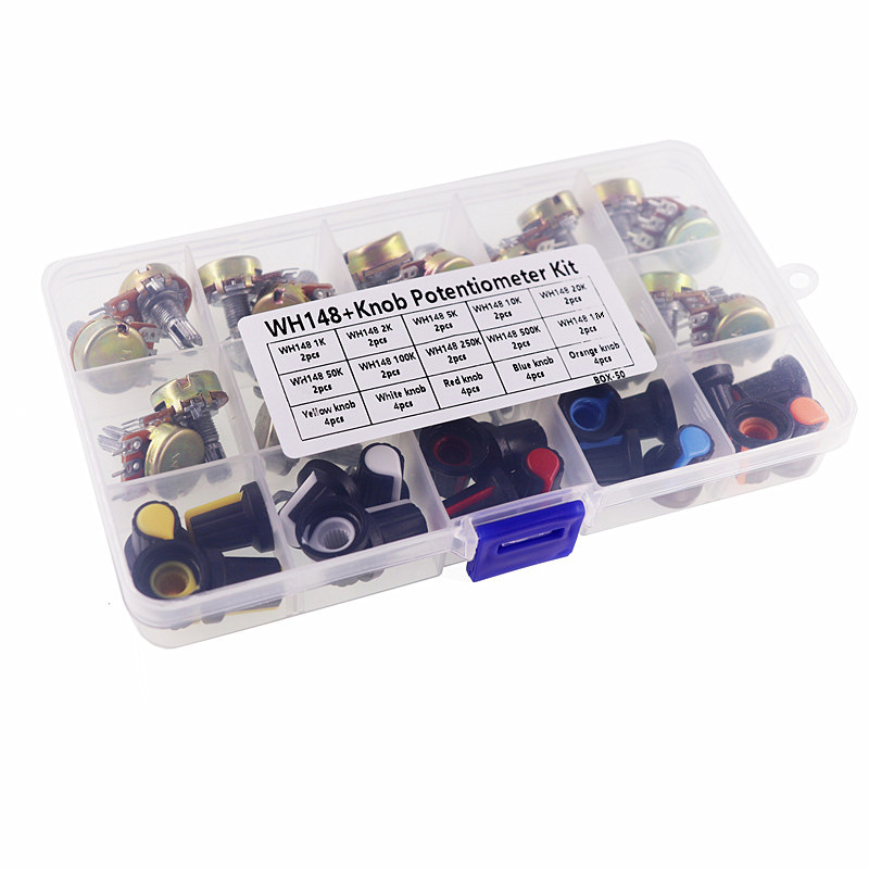 20 komada u kutiji – WH148 potenciometar prekidač s kapom za gumb, 15 mm, jednokanalni, B5K10K20K/50K/100K