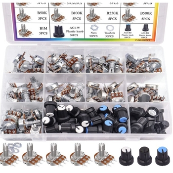 Set od 100 potenciometara WH148B s vrijednostima 1K, 5K, 10K, 20K, 50K, 250K, 500K i 1M Ω