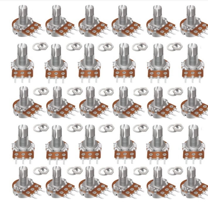 Set od 100 potenciometara WH148B s vrijednostima 1K, 5K, 10K, 20K, 50K, 250K, 500K i 1M Ω