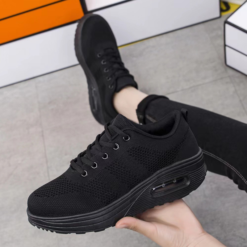Женски Flyknit обувки с въздушна подложка, пролетно-ежедневни спортни обувки, модна дебела подметка за повишаване на височината, рокинг обувки