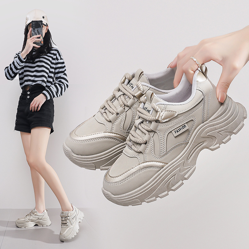 Női vastag talpú sneakers, 2024 őszi kollekció, koreai stílus, mindennapi sportcipő 8821