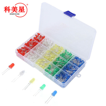 F3 F5 3mm/5mm LED dioda, u kutiji, 500 komada (po 100 komada po boji, 5 boja)