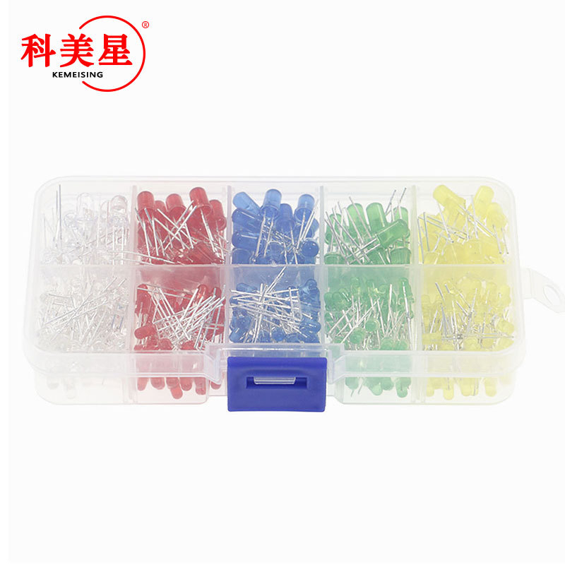 F3 F5 3mm/5mm LED dioda, u kutiji, 500 komada (po 100 komada po boji, 5 boja)
