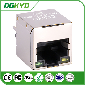 KRJ-180DYGZNL Vertikalni RJ45 konektor, 180° ravno umetanje, 100 Mbps integrirani filtr s LED-om
