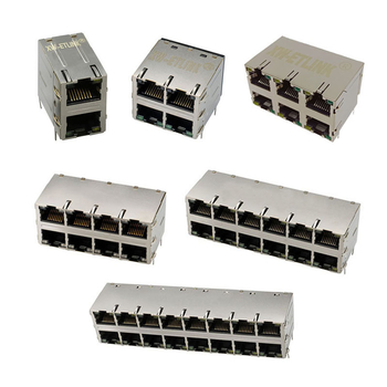 LED RJ45 konektor, 180-stupňový, s integrovaným transformátorom a filtrom, RJ45 samica