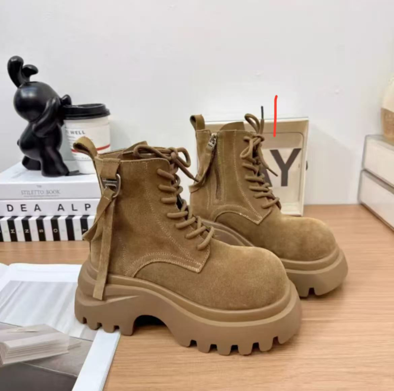 Cizme Martin pentru femei, din piele sintetică mată, talpă groasă, stil britanic retro, vârf rotund, fermoar pe lateral, botine scurte de tip motociclist