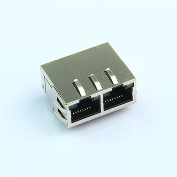 RJ45 двупортов мрежов конектор с LED, интегриран трансформаторен филтър, гигабитов 10P10C