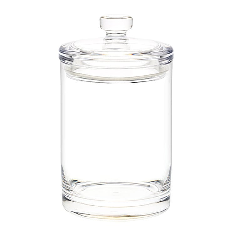 Akril zárható teás üveg, átlátszó műanyag konyhai tároló, rozsdamentes acél csattal, kör alakú, kapacitás ≤300 ml
