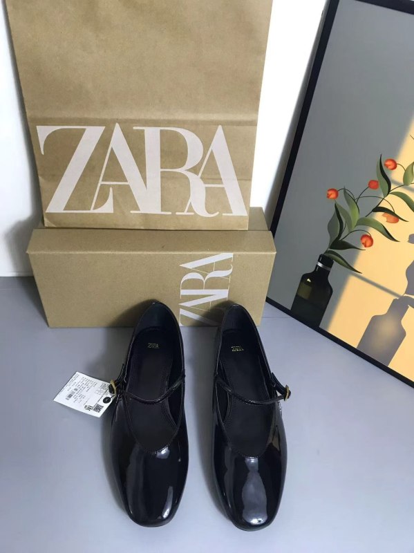 ZA női Mary Jane lapos balerina cipő piros patent bőrben, 2024 tavasz
