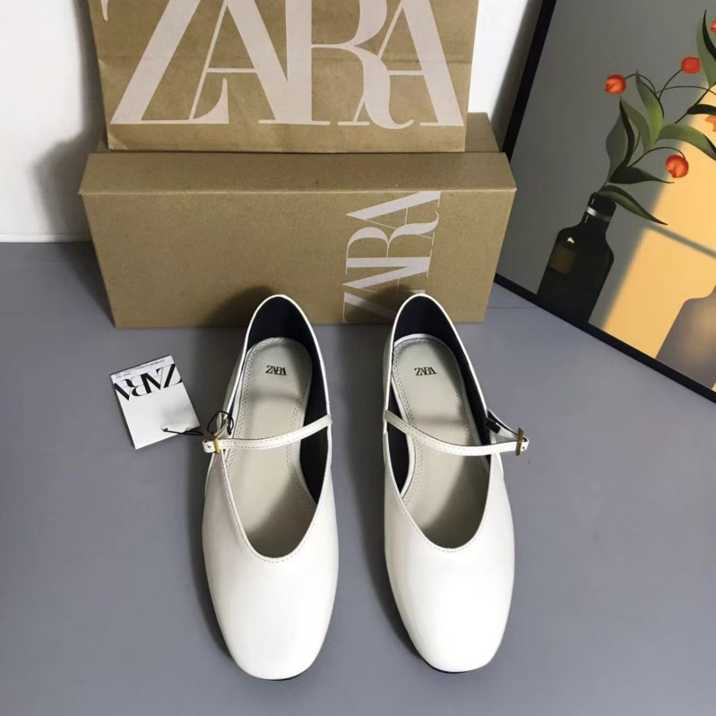 ZA női Mary Jane lapos balerina cipő piros patent bőrben, 2024 tavasz
