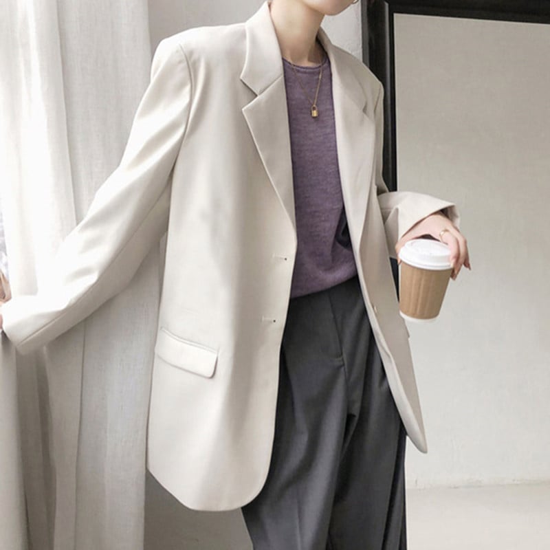Kaki ženski sako set u korejskom stilu – udoban, elegantan komplet s jednostavnim dizajnom