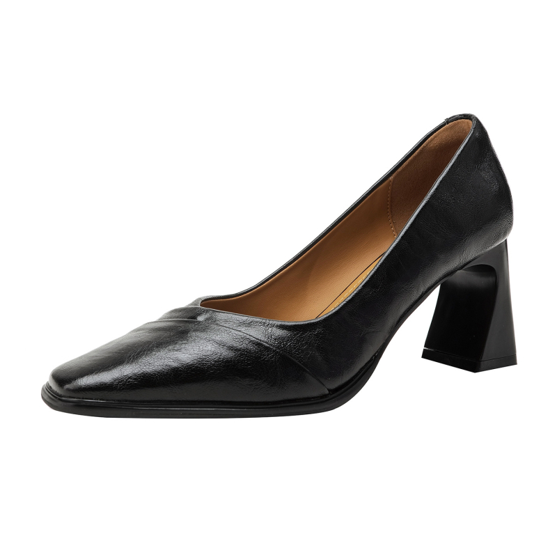 Női cipő négyszögletes orrú, vastag sarkú, slip-on, irodai viselet, retro stílus, 2026 tavasz, kényelmes mindennapi viselés