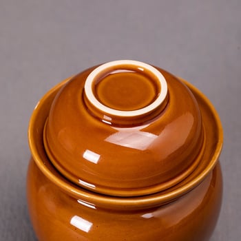 Kerámia savanyúságos üveg, retró stílus, vastag falú, széles nyakú, 301–500 ml, kerek forma, mikrohullámú sütőben használható