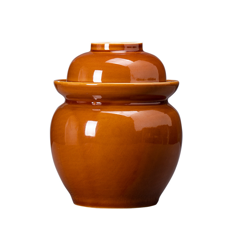 Kerámia savanyúságos üveg, retró stílus, vastag falú, széles nyakú, 301–500 ml, kerek forma, mikrohullámú sütőben használható