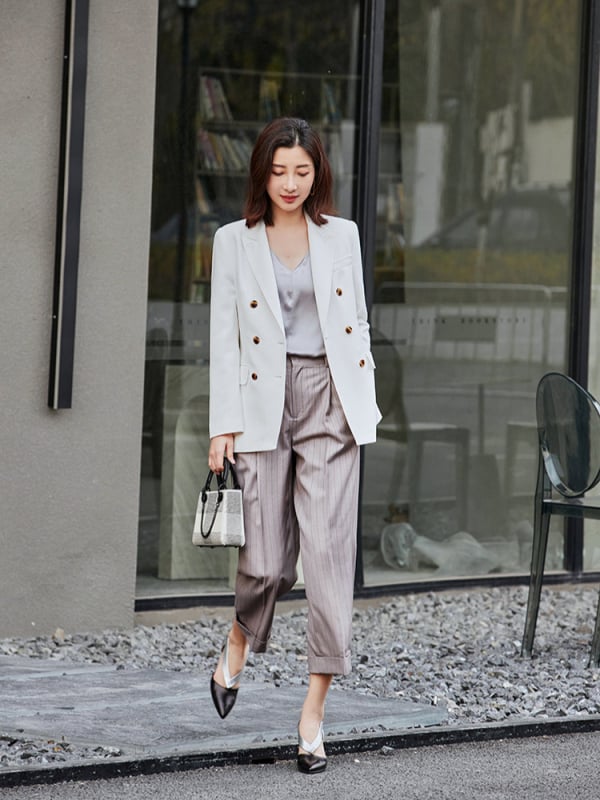 Ženski slim-fit dvostruko kopčani blazer sako za proljeće i jesen