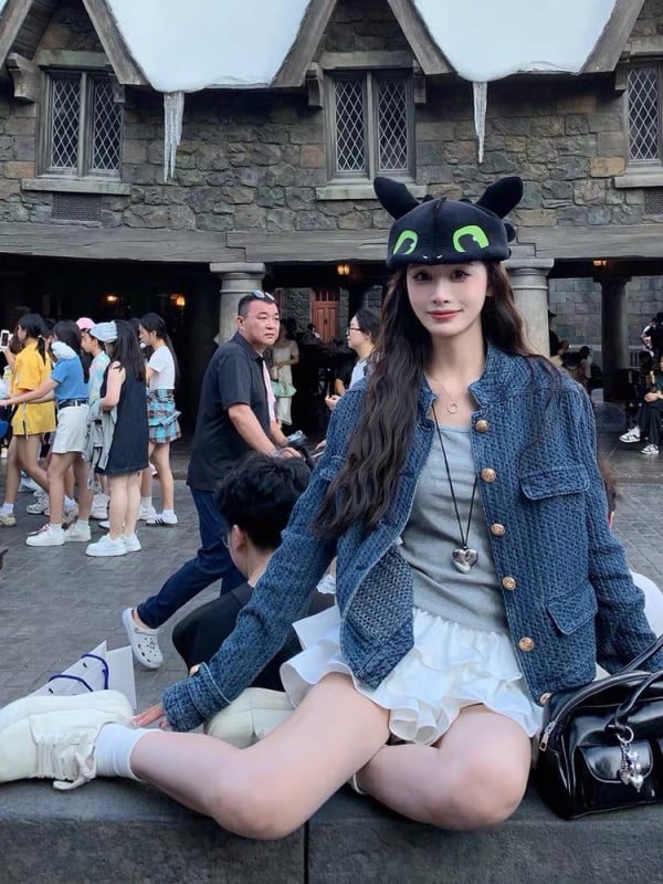 Džínsová bunda v štýle Chanel pre ženy, jesenná modrá so stojacím golierom, elegantný a univerzálny top