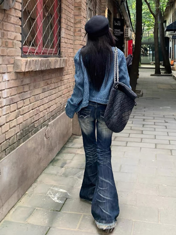 Džínsová bunda v štýle Chanel pre ženy, jesenná modrá so stojacím golierom, elegantný a univerzálny top