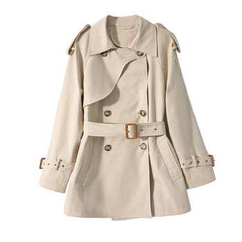 Ženski trench coat srednje duljine za proljeće i jesen, elegantan kroj, pamuk smjesa, dvostruko kopčanje