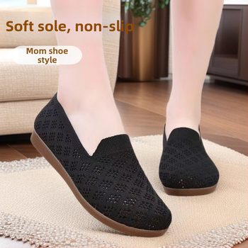 Női hálószemű mokaszín cipő, kényelmes és lélegző, slip-on lapos talppal és csúszásmentes talppal