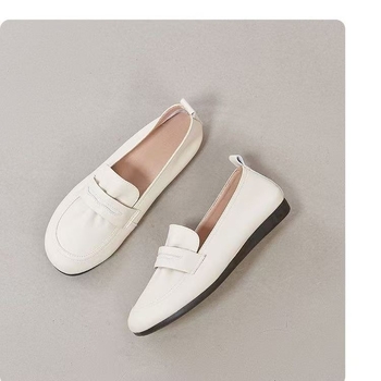 Ženske slip-on mokasice od mekane kože s mekanom potplatom, udobne ljetne ravne cipele u bijeloj boji