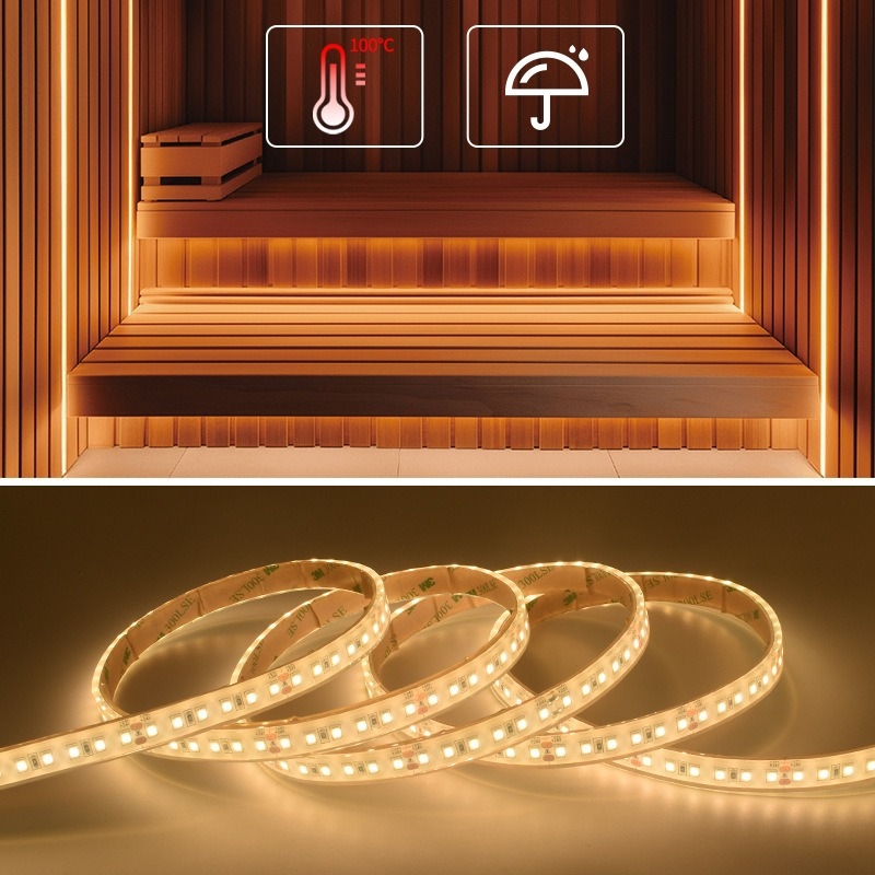 Sauna LED traka IP68 vodootporna, otporna na visoke temperature do 100°C, dužina 10 m, bez pada napona, rasvjeta za saunu, otporna na sulfidaciju i oksidaciju
