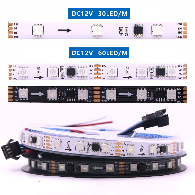 4‑žična RGB LED traka, 12V niske napetosti, modeli 16703/1934/2818, promjenjiva boja za ambijent i dekorativno osvjetljenje, duljina 5 m