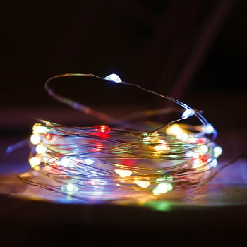 LED rézdrótos füzér akkumulátortartóval (2AA/3AA), karácsonyi dekoráció hálószobához vagy kollégiumhoz, IP43 vízálló atmoszferikus világítás