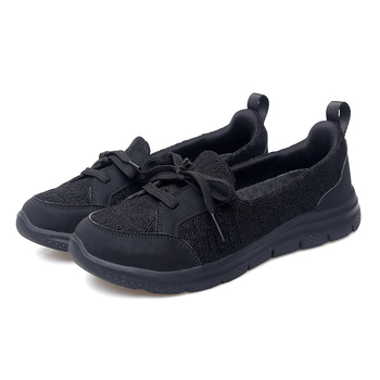 Női könnyű, lélegző slip-on cipő hálós felsőrésszel, kényelmes hétköznapi cipő, lapos sarokkal