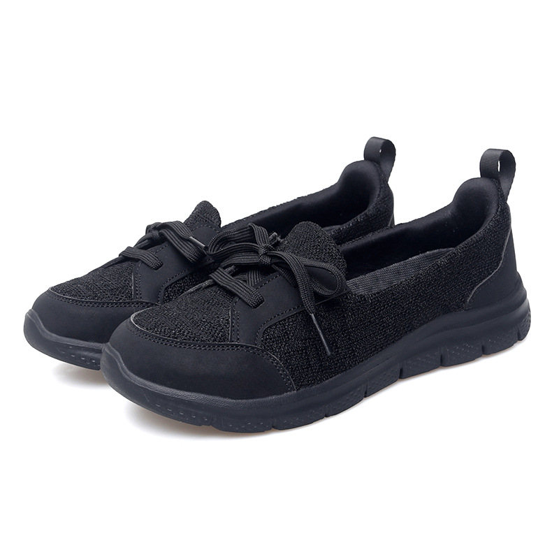Női könnyű, lélegző slip-on cipő hálós felsőrésszel, kényelmes hétköznapi cipő, lapos sarokkal