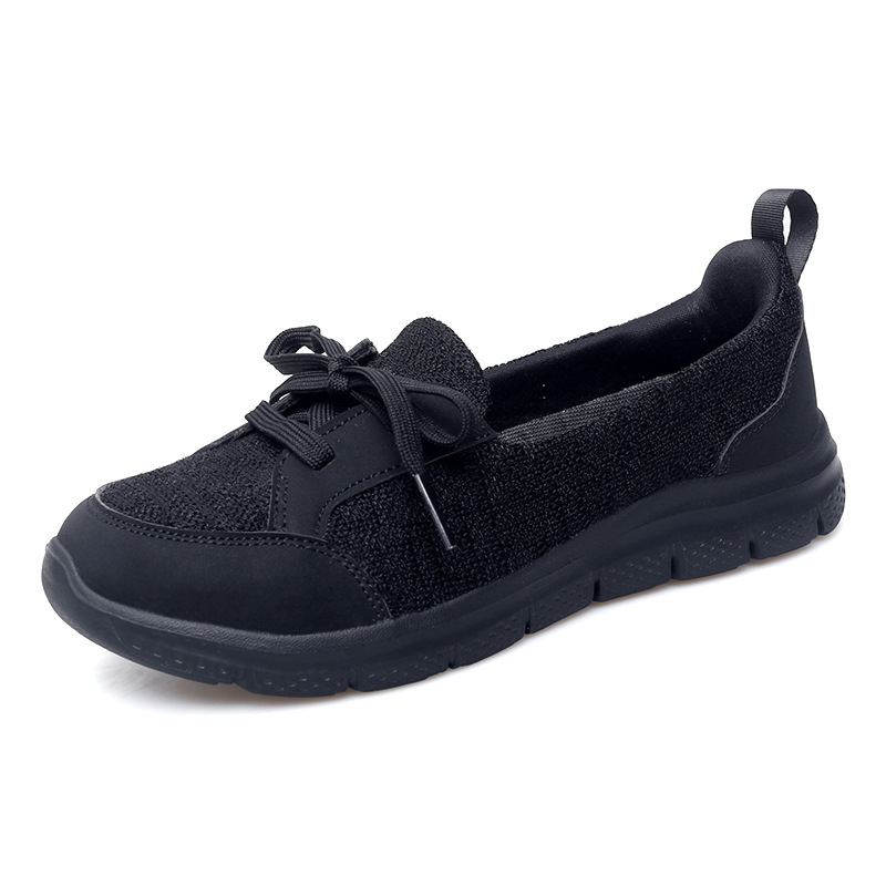 Női könnyű, lélegző slip-on cipő hálós felsőrésszel, kényelmes hétköznapi cipő, lapos sarokkal