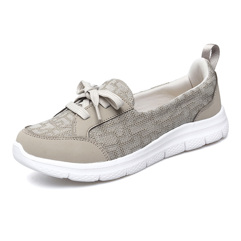 Női könnyű, lélegző slip-on cipő hálós felsőrésszel, kényelmes hétköznapi cipő, lapos sarokkal