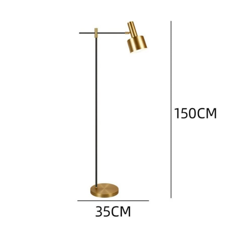 LED podna lampa u metalik zlatnoj boji za spavaću sobu i dnevni boravak, skandinavski stil, stojeća lampa za čitanje