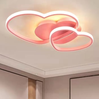LED stropna svjetiljka u obliku srca za dječju sobu – dvostruko srce, minimalističan, topao i romantičan, kreativan dizajn
