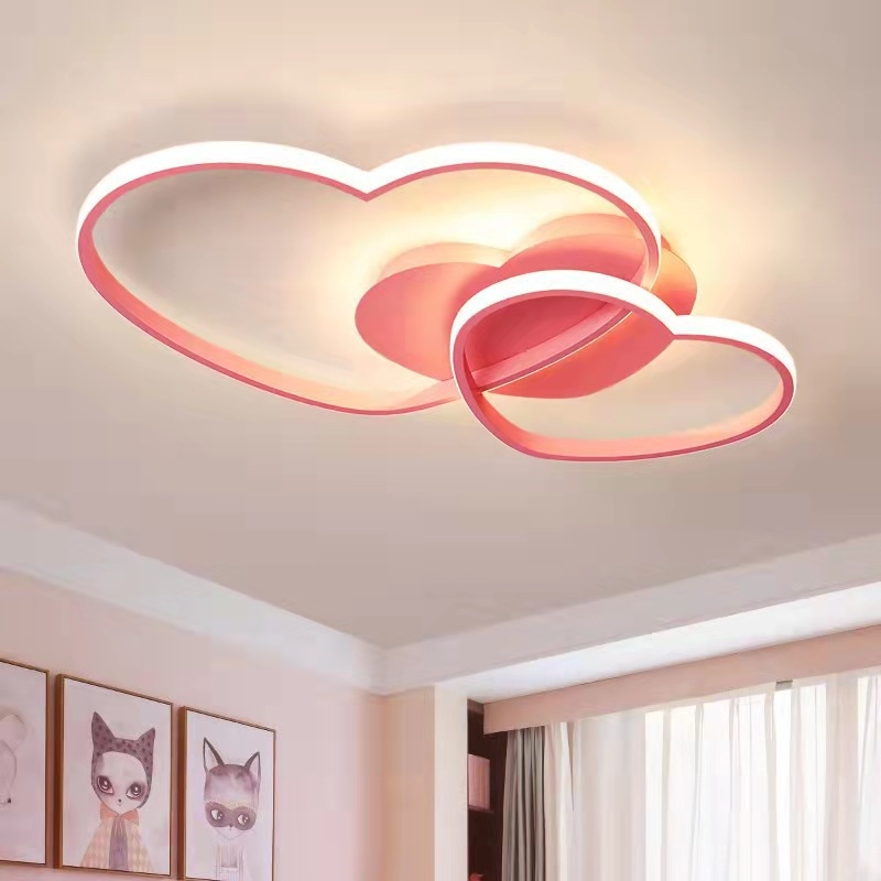 LED stropna svjetiljka u obliku srca za dječju sobu – dvostruko srce, minimalističan, topao i romantičan, kreativan dizajn