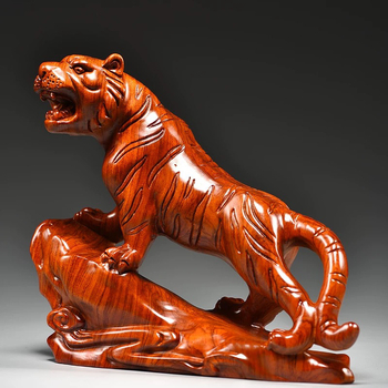 Tigrov ukras od ružinog drveta, masivno drvo, Tigrova zodijak dekor dnevnog boravka